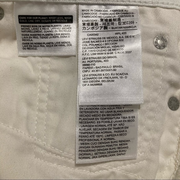 LEVI’S 511 Sz 33 x 32 Premium Denim White Jeans - Picture 7 of 12